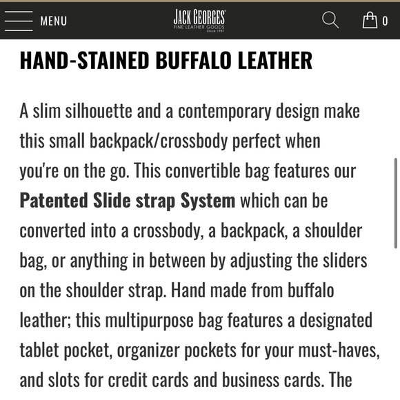 JACK GEORGES VOYAGER SMALL CONVERTIBLE BACKPACK/CROSSBODY #7133 - Picture 3 of 13